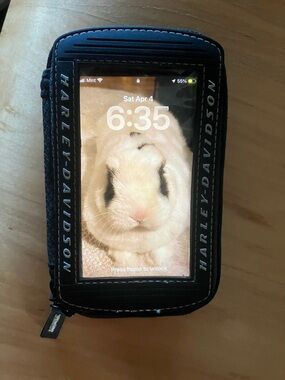 Harley-Davidson Magnetic Black Zip Phone Pouch with Clear Touch Window
